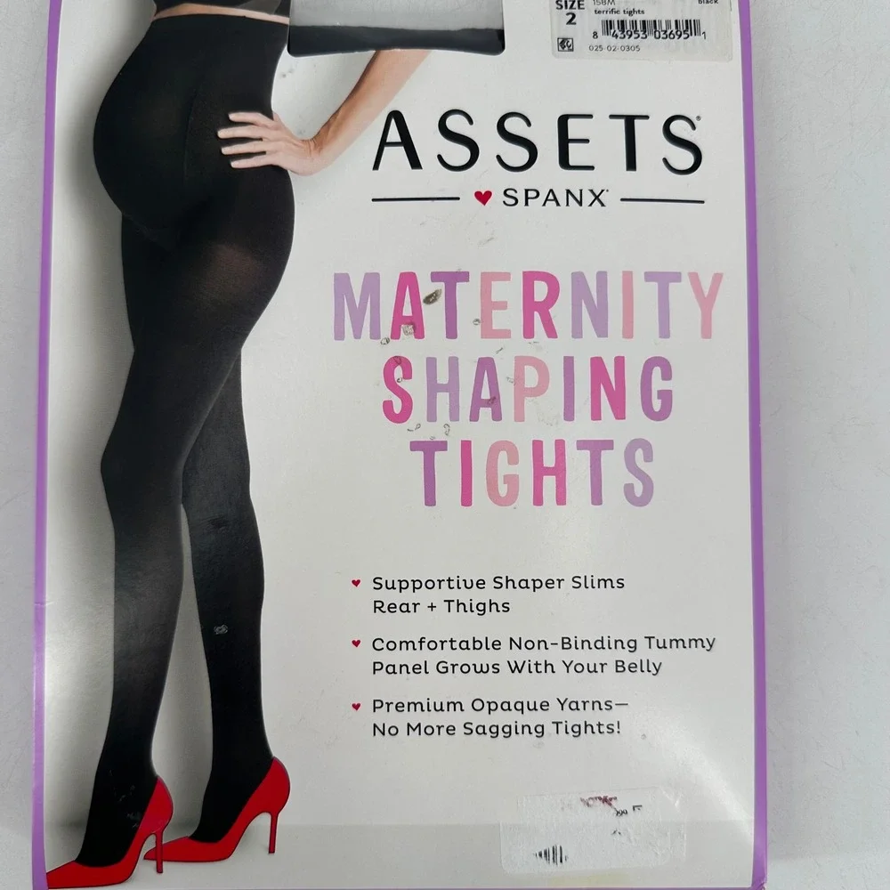 SPANX‎ ASSETS Maternity Shaping Tights Black Opaque Support Belly Size 2 S M